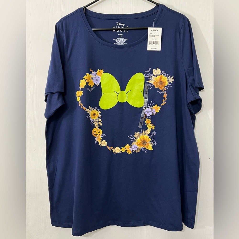 Disney Fall Halloween Minnie Mouse Ears T Shirt Women’s Plus Size 1X Tee
